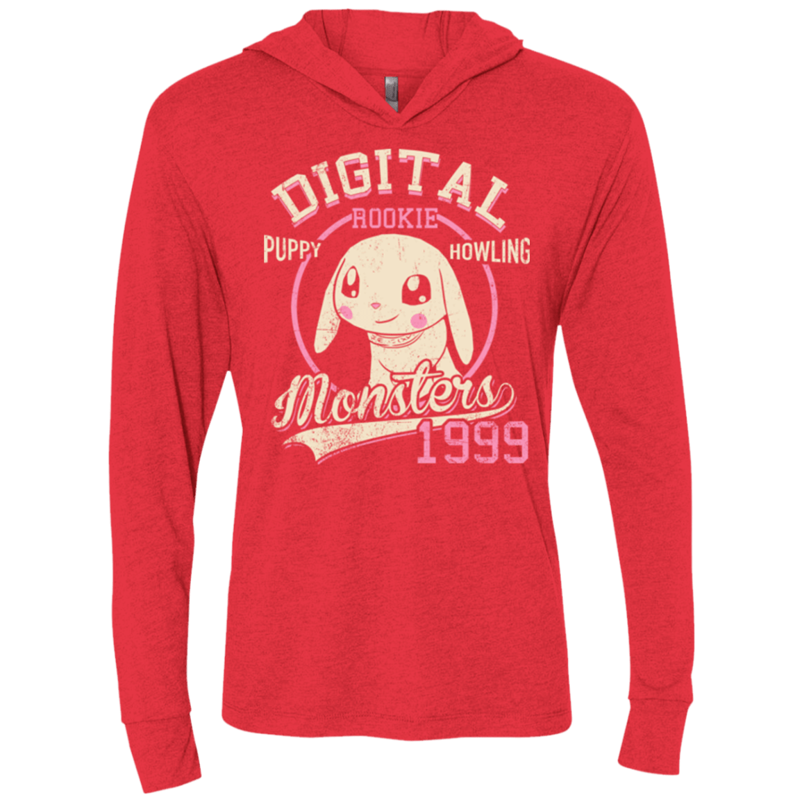 T-Shirts Vintage Red / X-Small Puppy Howling Triblend Long Sleeve Hoodie Tee