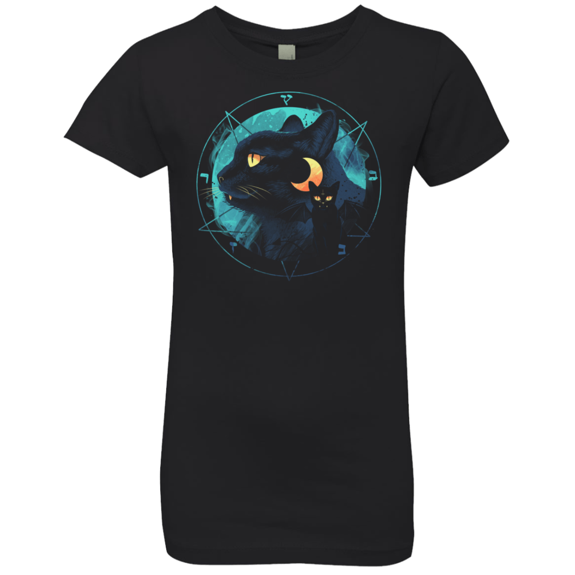 T-Shirts Black / YXS Puss the Evil Cat Girls Premium T-Shirt