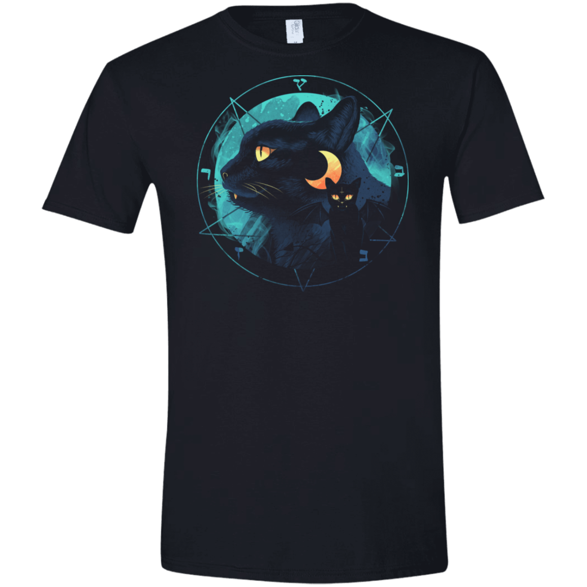 T-Shirts Black / X-Small Puss the Evil Cat Men's Semi-Fitted Softstyle