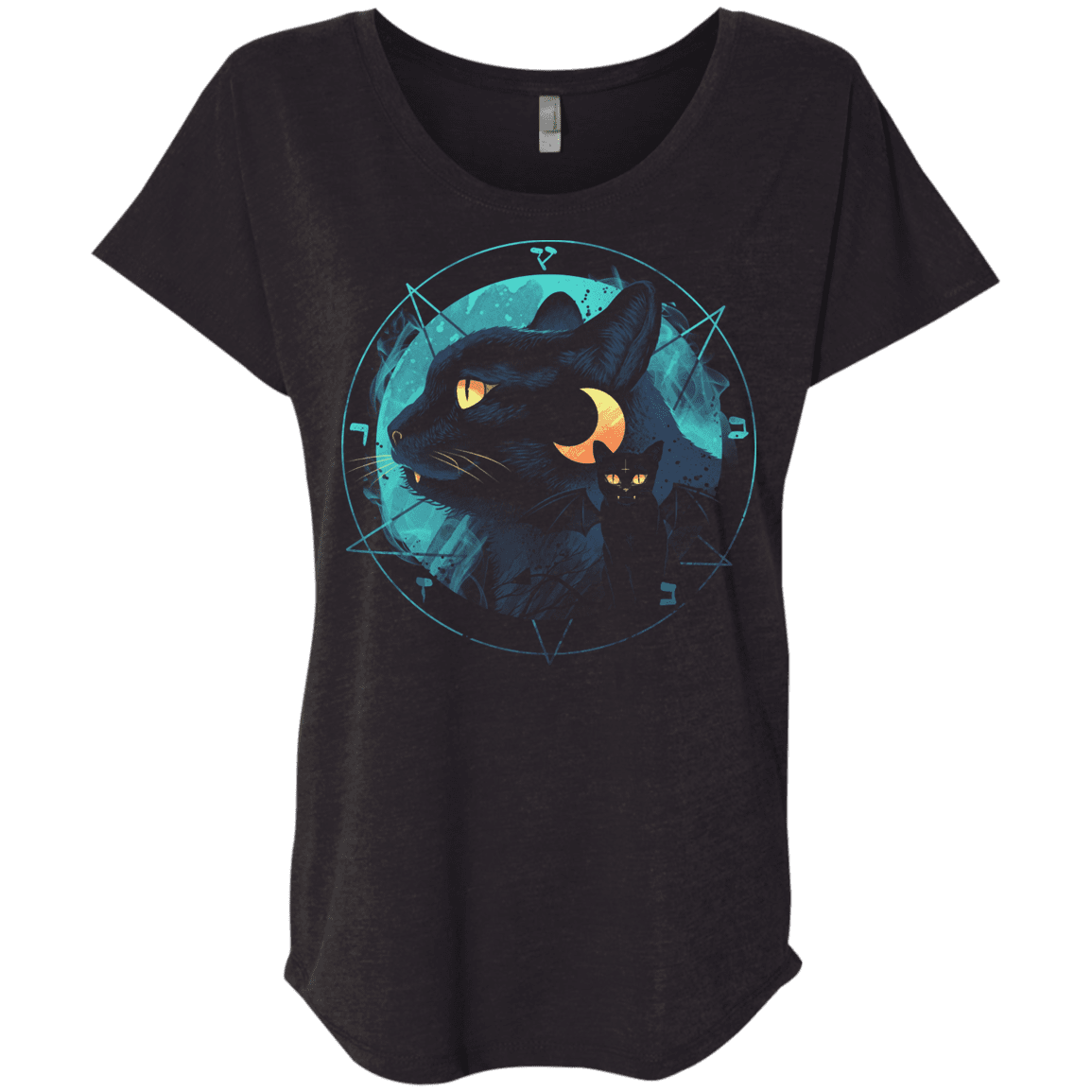 T-Shirts Vintage Black / X-Small Puss the Evil Cat Triblend Dolman Sleeve