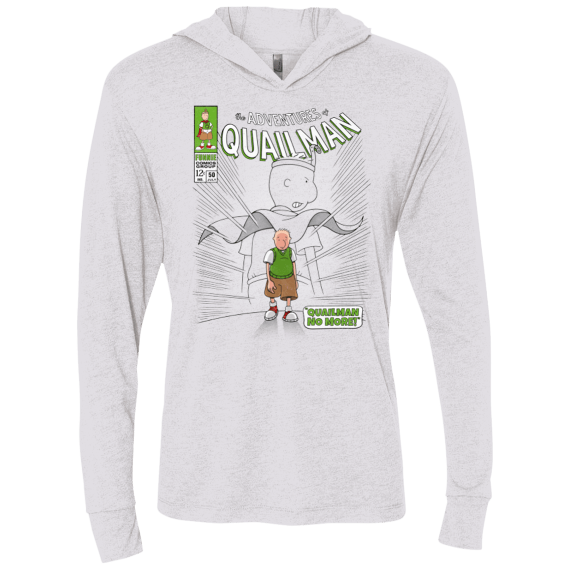 T-Shirts Heather White / X-Small Quailman No More Triblend Long Sleeve Hoodie Tee