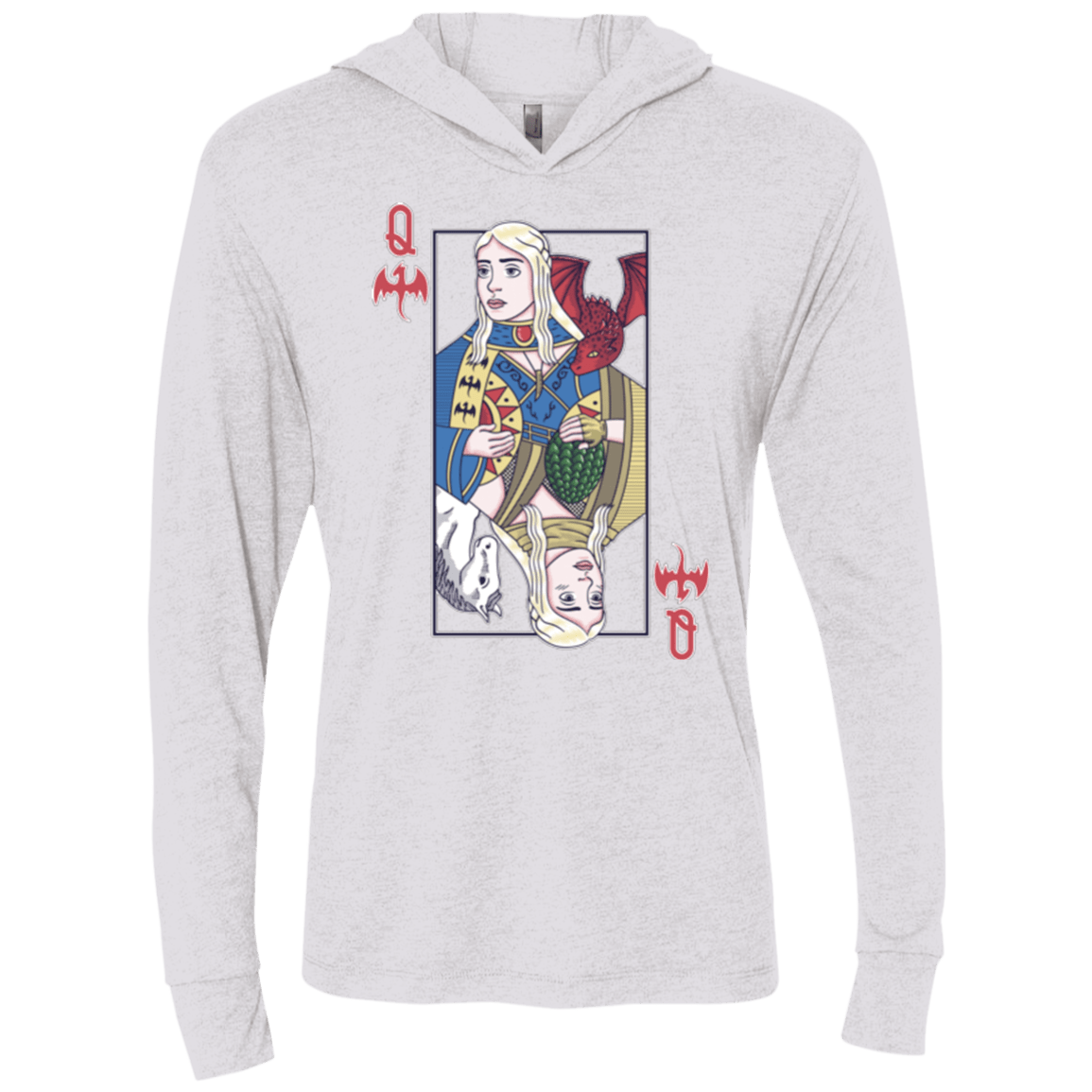 T-Shirts Heather White / X-Small Queen of Dragons Triblend Long Sleeve Hoodie Tee
