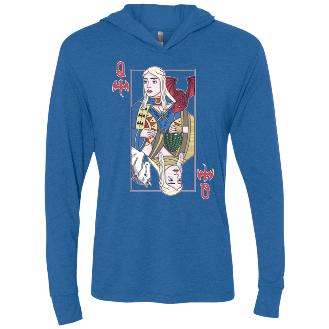 Queen of Dragons Triblend Long Sleeve Hoodie Tee