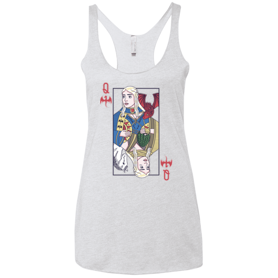 T-Shirts Heather White / X-Small Queen of Dragons Women's Triblend Racerback Tank