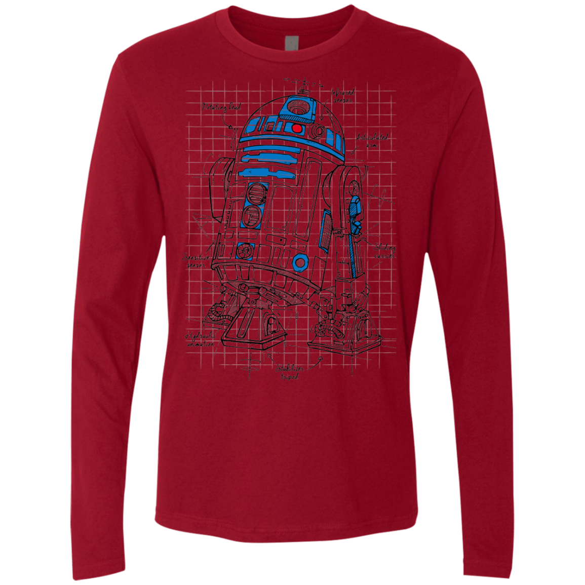 T-Shirts Cardinal / S R2D2 Plan Men's Premium Long Sleeve