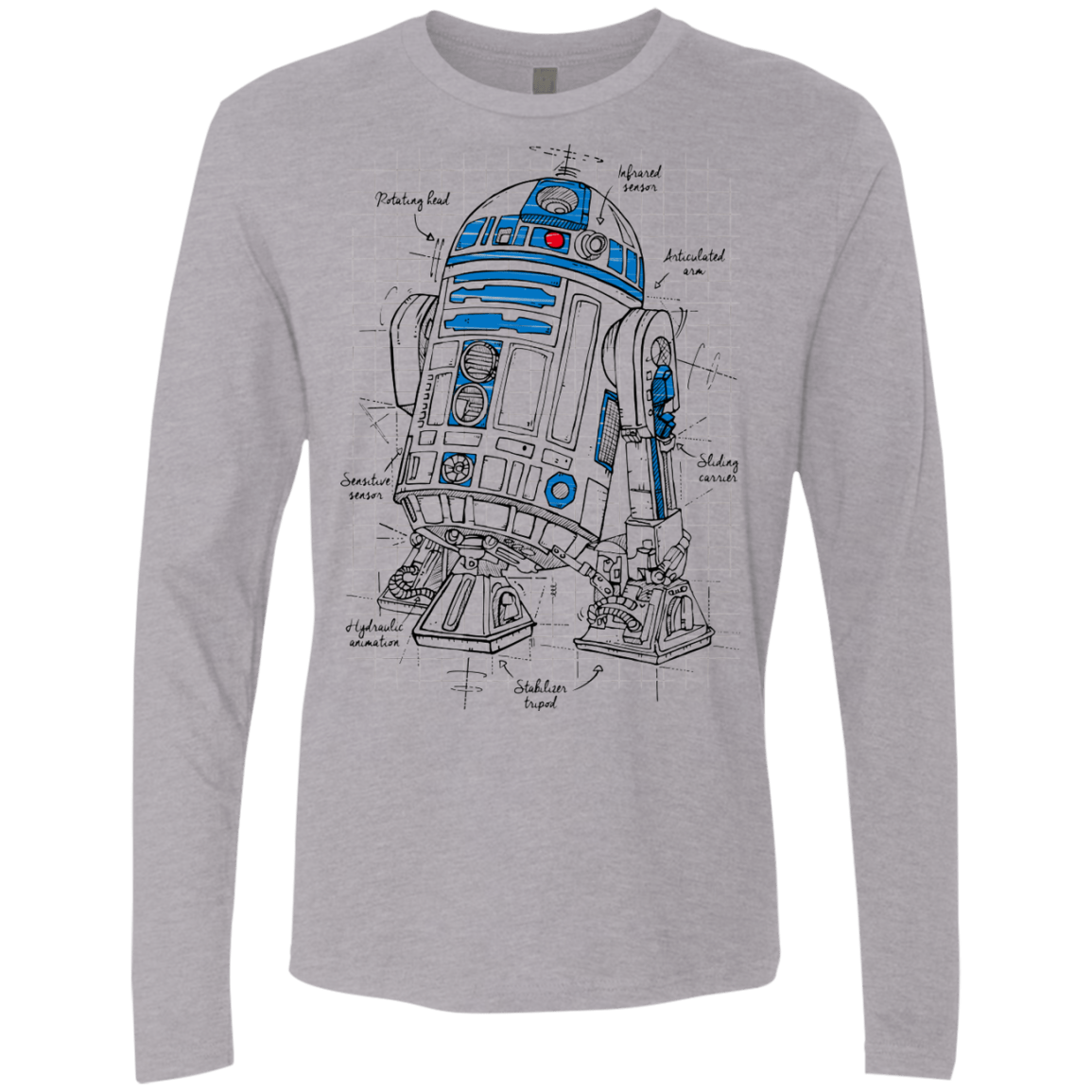 T-Shirts Heather Grey / S R2D2 Plan Men's Premium Long Sleeve