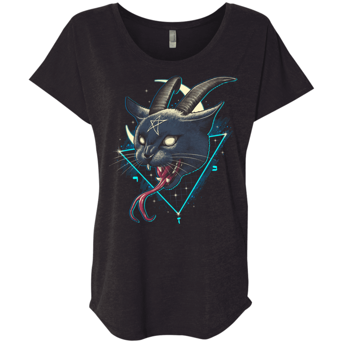 T-Shirts Vintage Black / X-Small Rad Devil Cat Triblend Dolman Sleeve