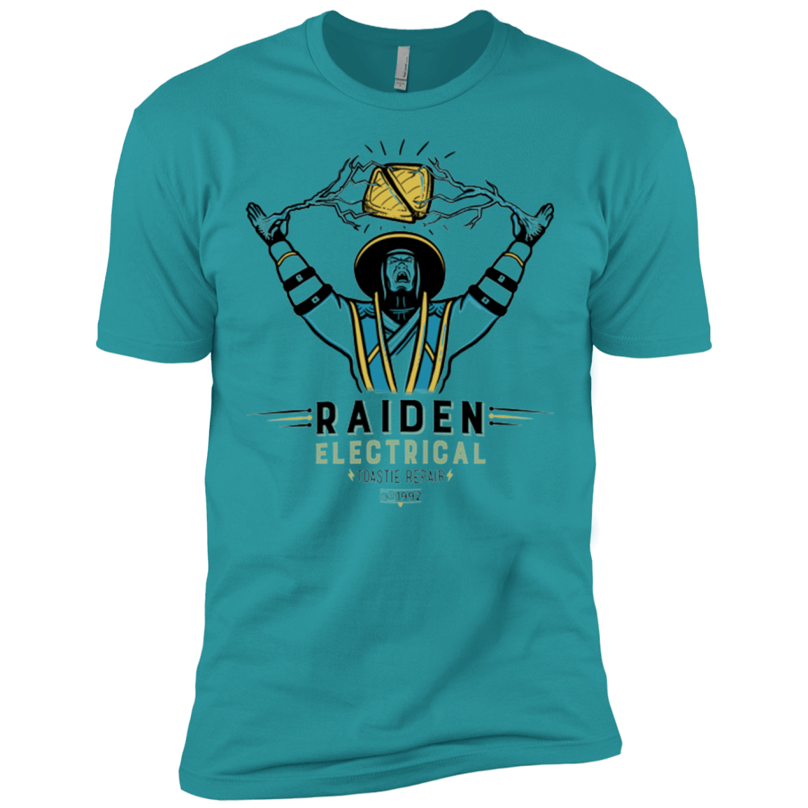 T-Shirts Tahiti Blue / X-Small Raiden Electrical Toastie Repair Men's Premium T-Shirt