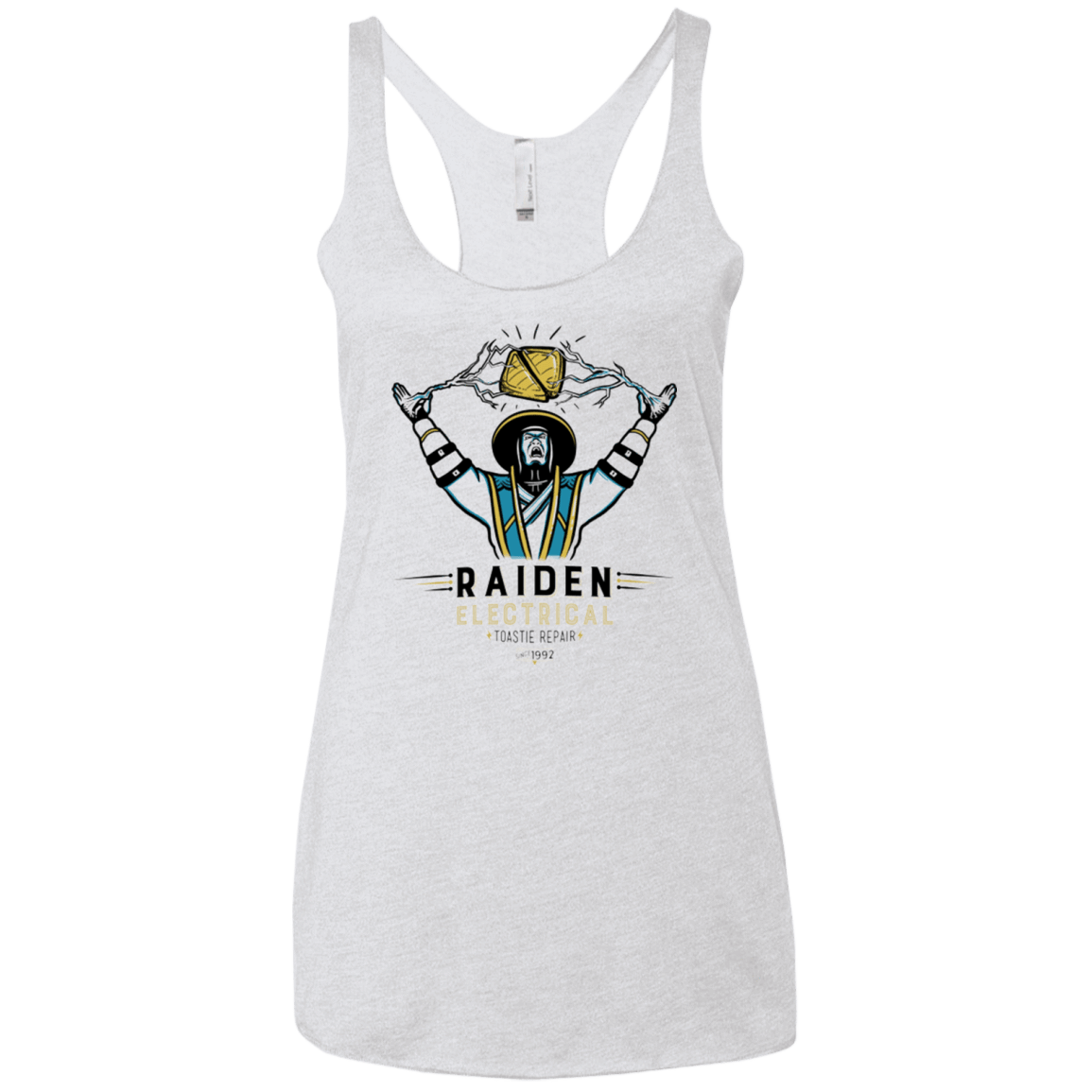 T-Shirts Heather White / X-Small Raiden Electrical Toastie Repair Women's Triblend Racerback Tank