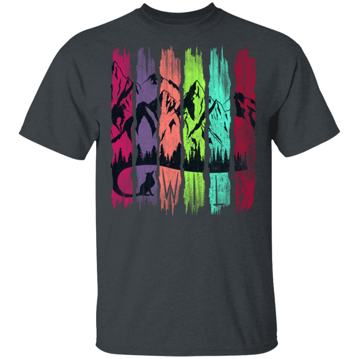 T-Shirts Dark Heather / S Rainbow Fox Tail T-Shirt