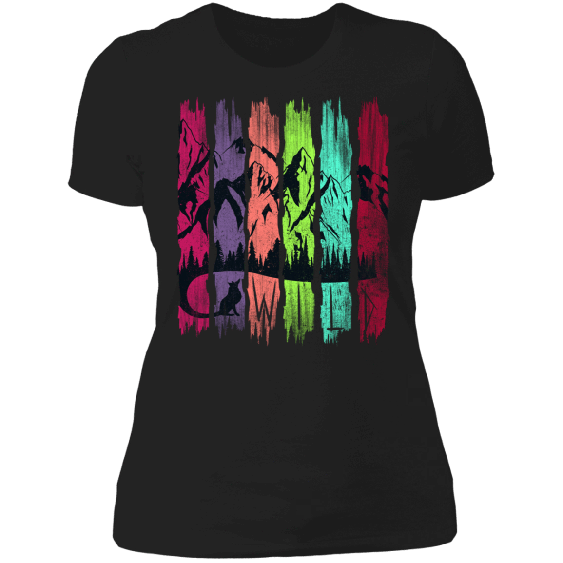 T-Shirts Black / S Rainbow Fox Tail Women's Premium T-Shirt