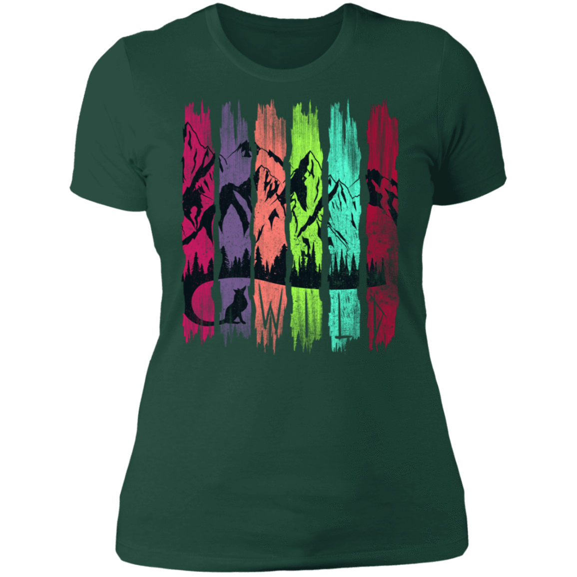 T-Shirts Forest Green / S Rainbow Fox Tail Women's Premium T-Shirt