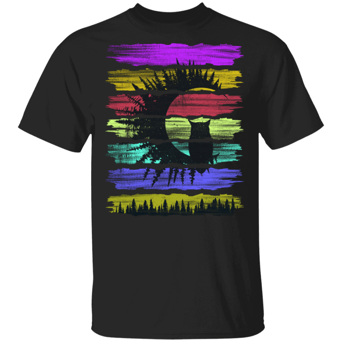 T-Shirts Black / S Rainbow Owl T-Shirt