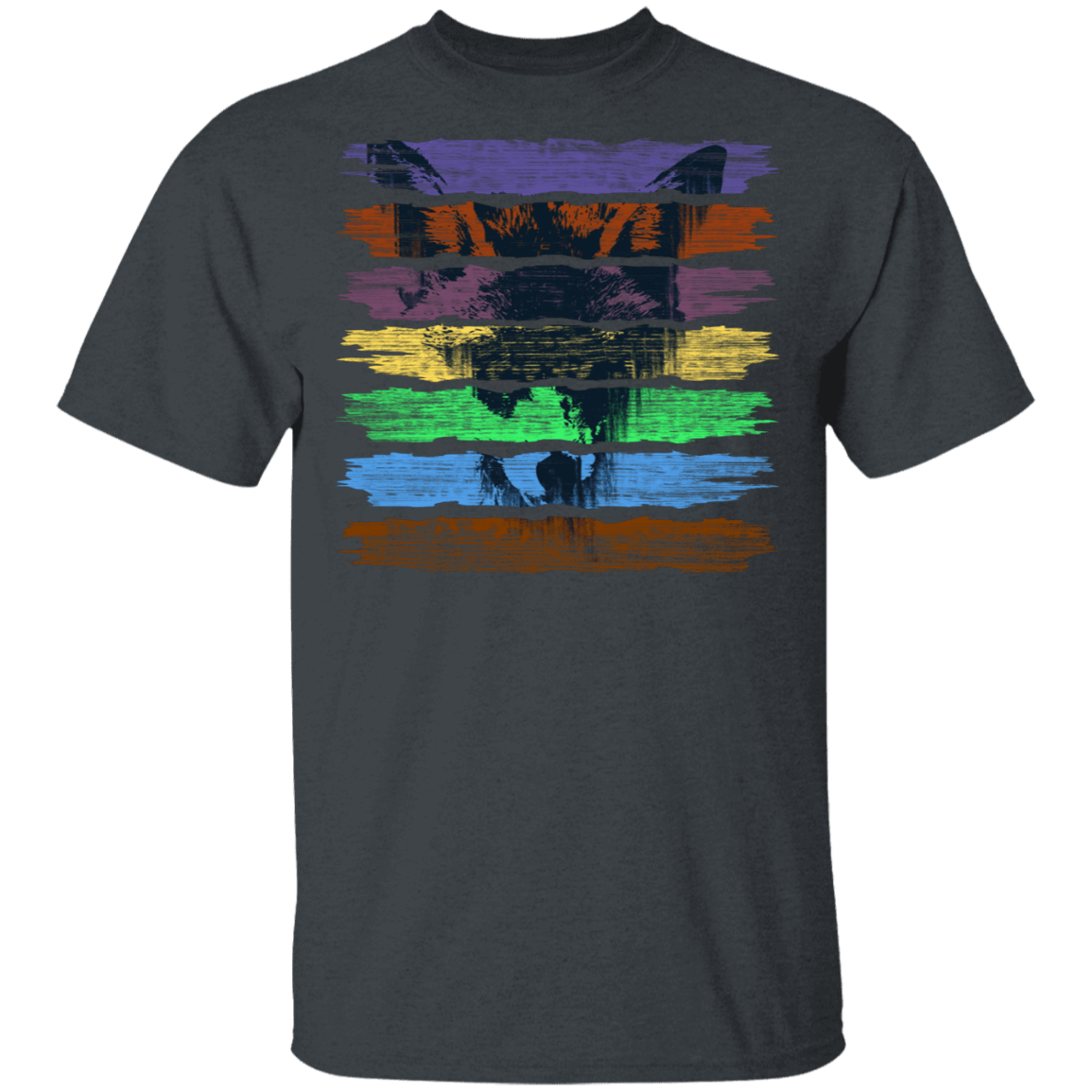 T-Shirts Dark Heather / S Rainbow Wolf T-Shirt