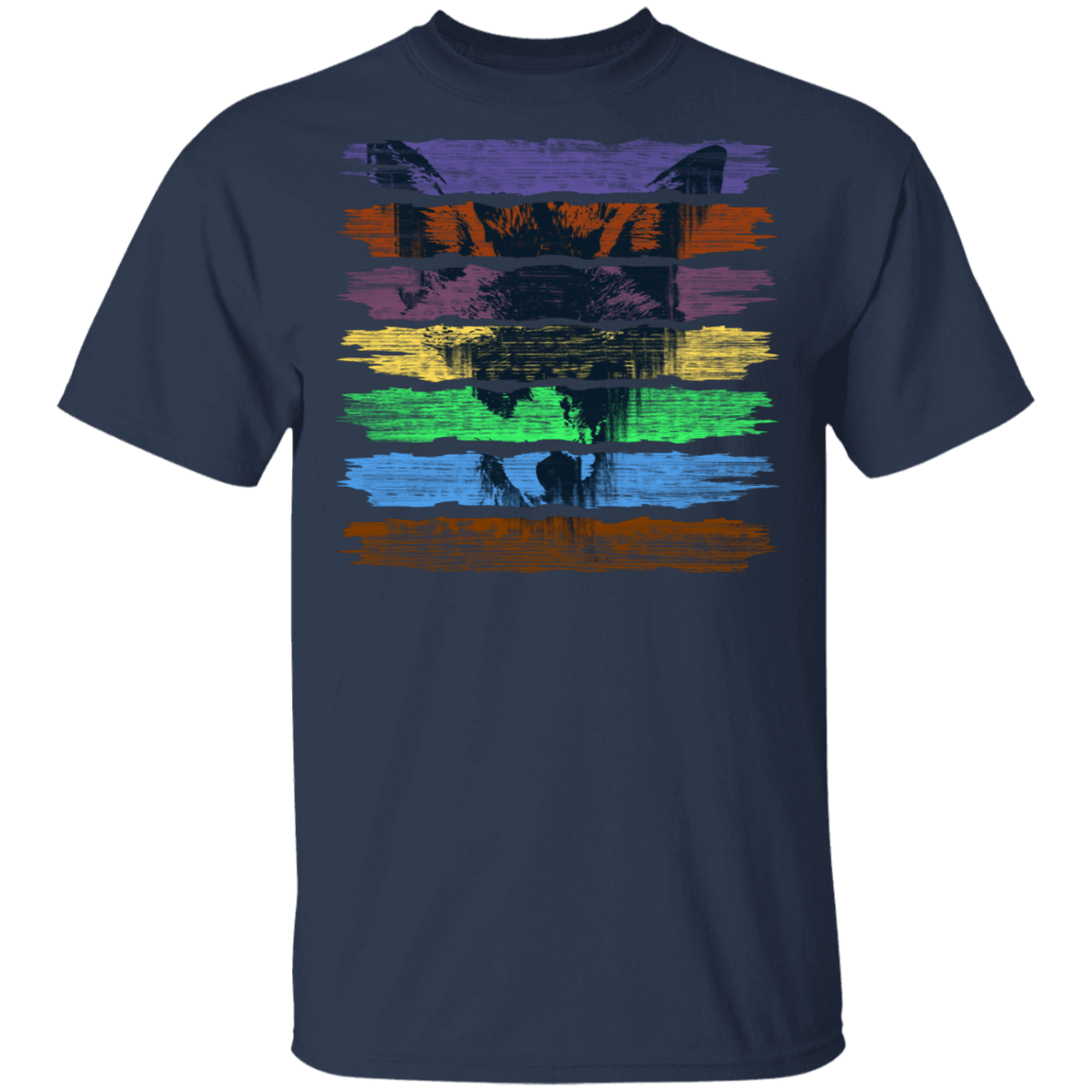 T-Shirts Navy / S Rainbow Wolf T-Shirt