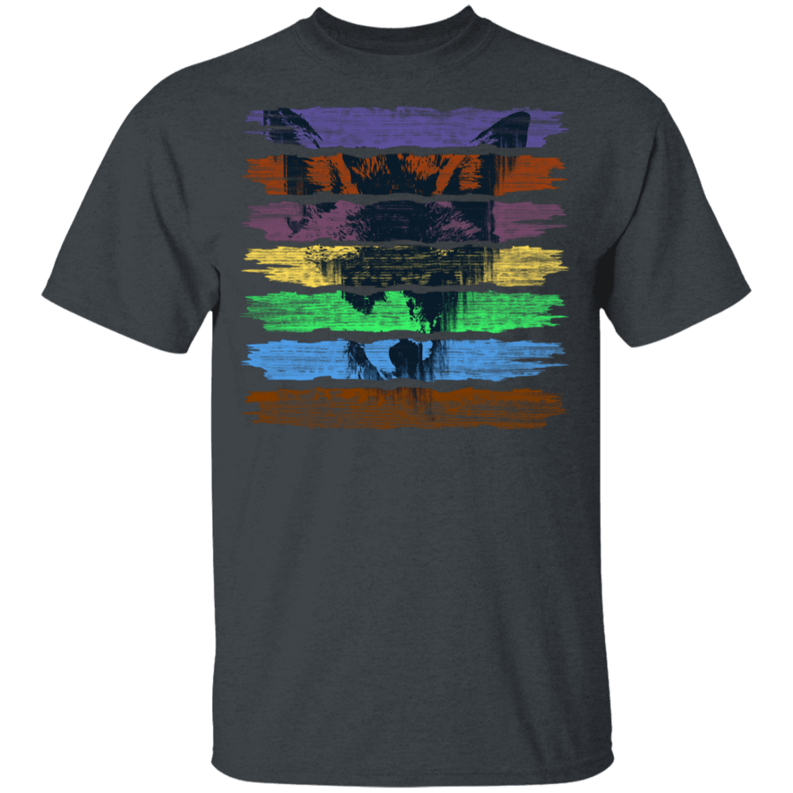 T-Shirts Dark Heather / YXS Rainbow Wolf Youth T-Shirt