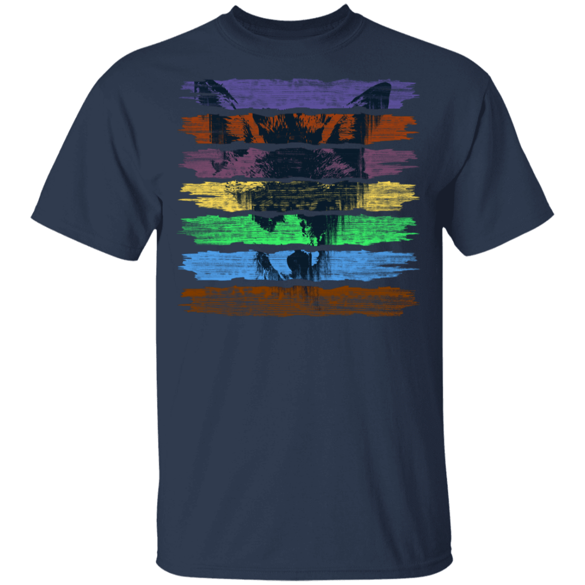 T-Shirts Navy / YXS Rainbow Wolf Youth T-Shirt