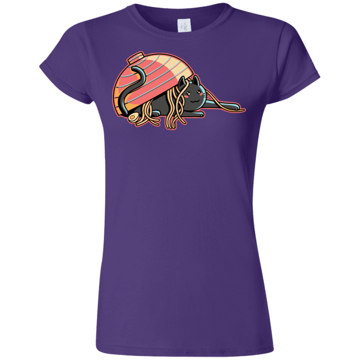 T-Shirts Purple / S Ramen Loving Cat Junior Slimmer-Fit T-Shirt