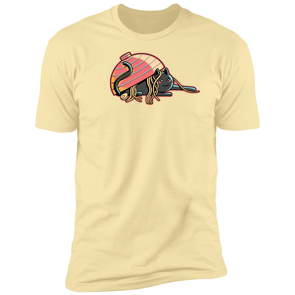 T-Shirts Banana Cream / S Ramen Loving Cat Men's Premium T-Shirt