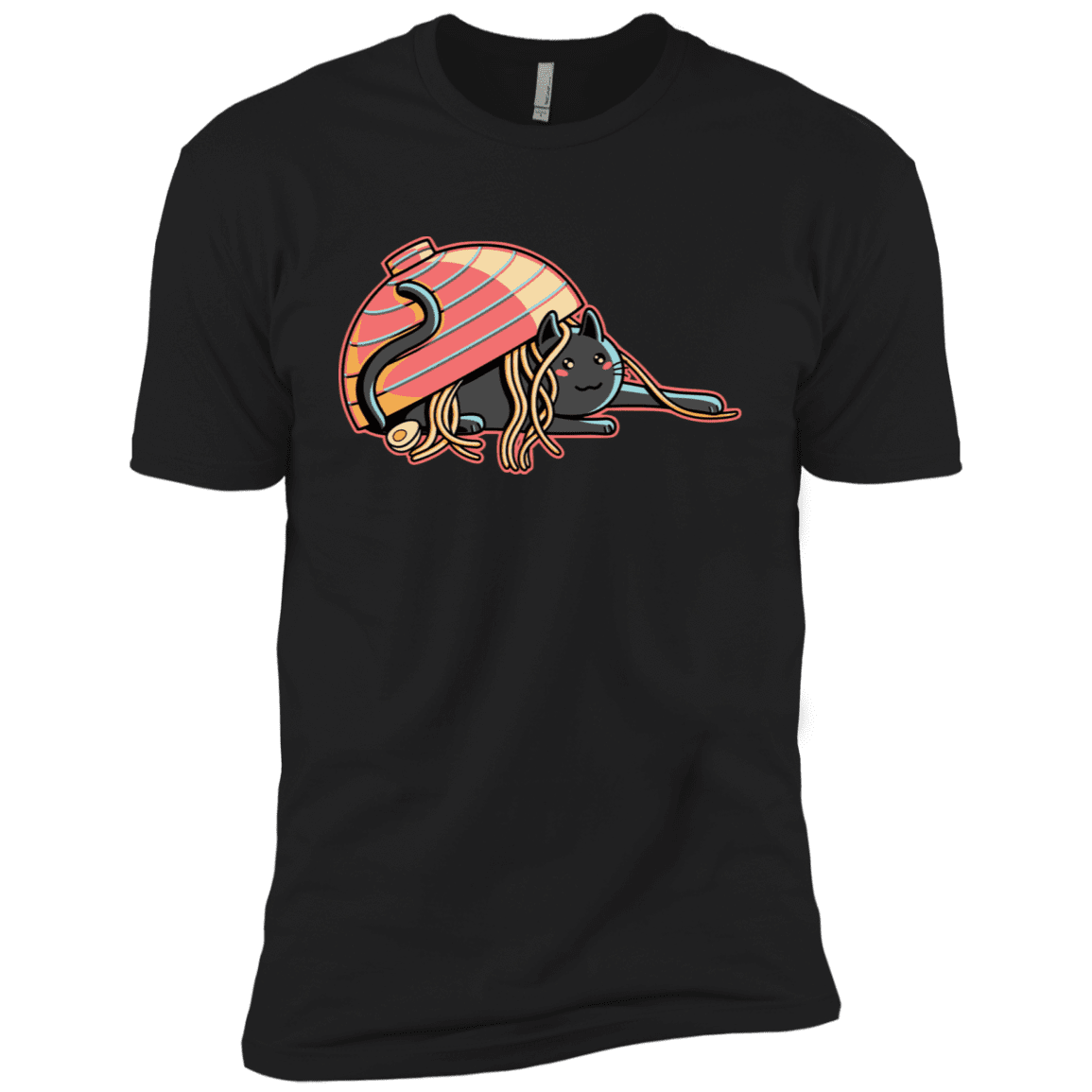 T-Shirts Black / X-Small Ramen Loving Cat Men's Premium T-Shirt