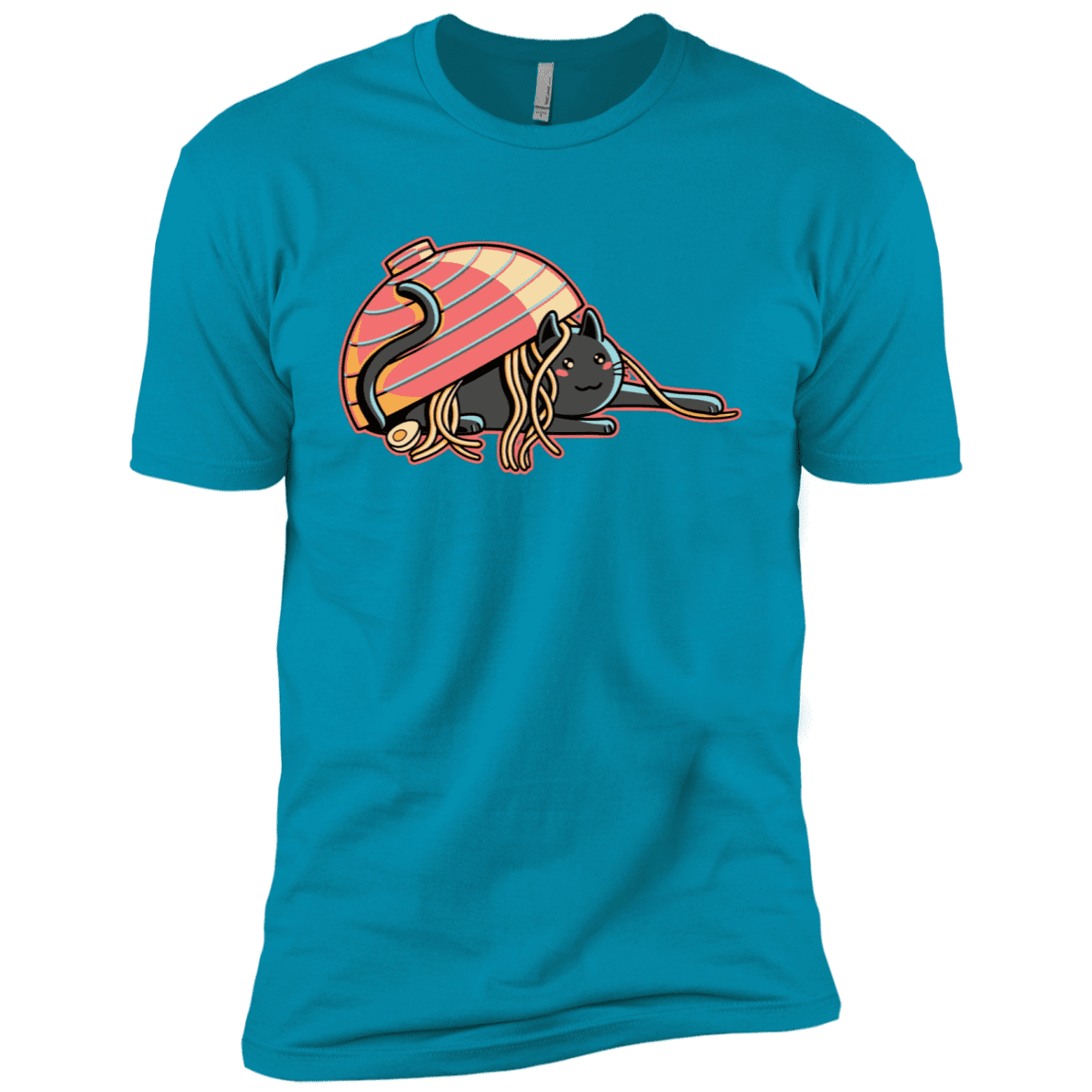 T-Shirts Turquoise / X-Small Ramen Loving Cat Men's Premium T-Shirt