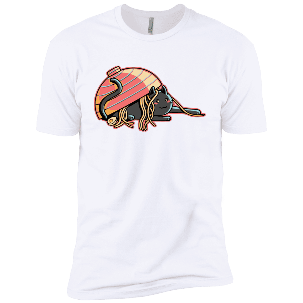 T-Shirts White / X-Small Ramen Loving Cat Men's Premium T-Shirt
