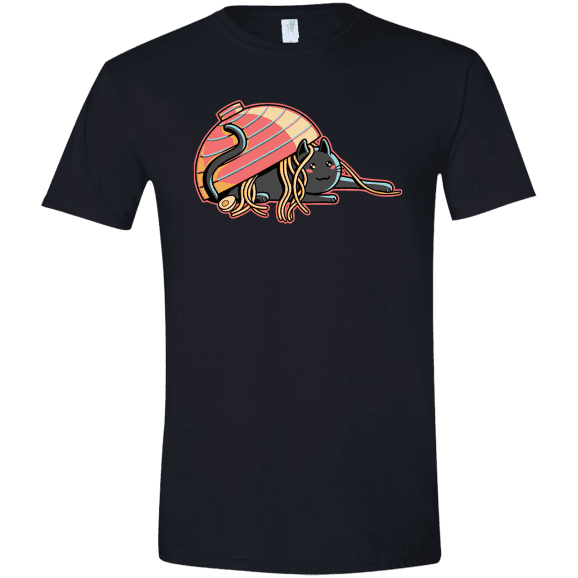 T-Shirts Black / X-Small Ramen Loving Cat Men's Semi-Fitted Softstyle