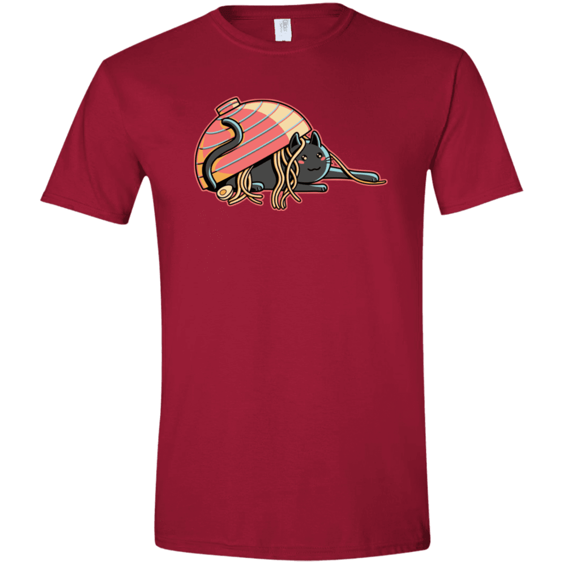 T-Shirts Cardinal Red / S Ramen Loving Cat Men's Semi-Fitted Softstyle