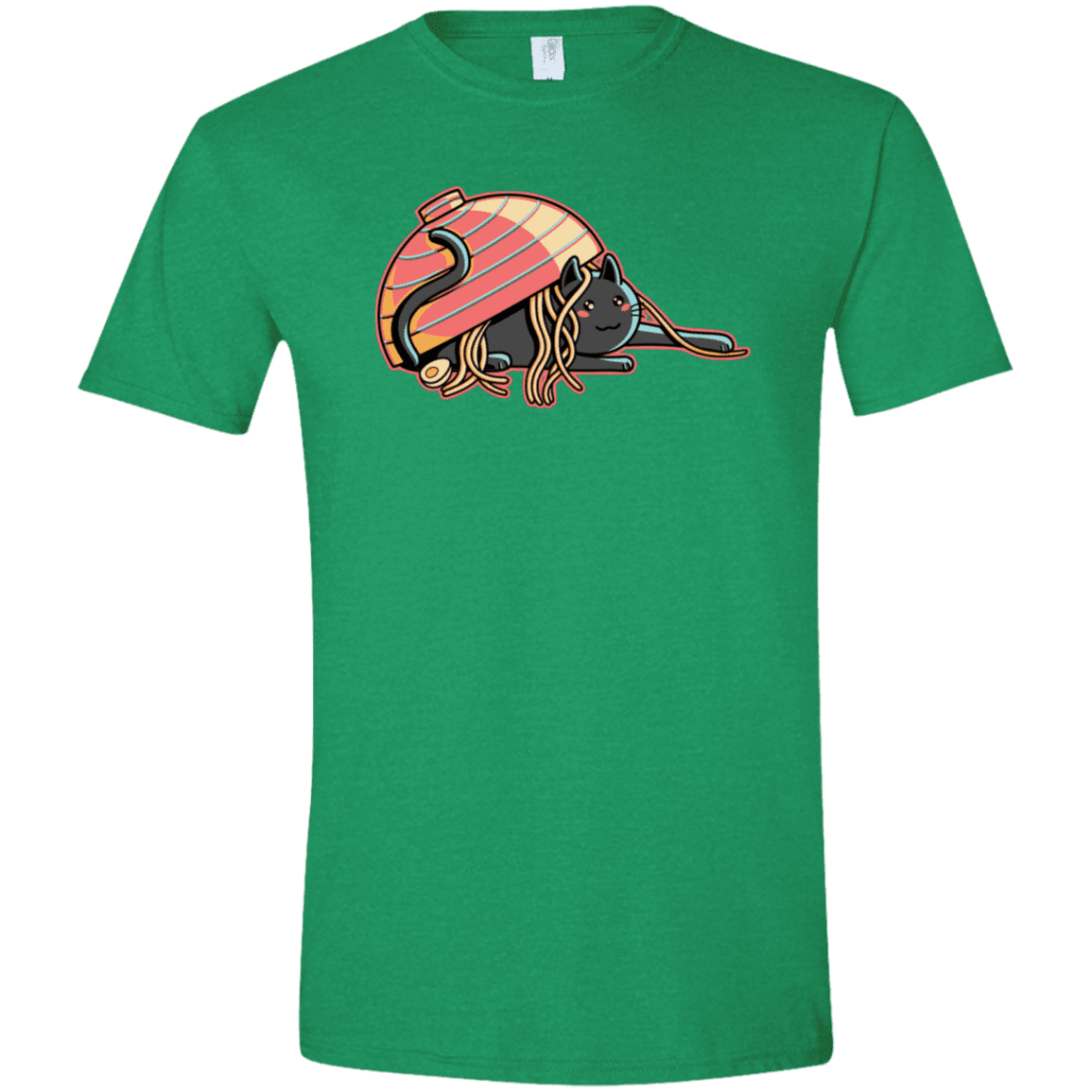 T-Shirts Heather Irish Green / M Ramen Loving Cat Men's Semi-Fitted Softstyle