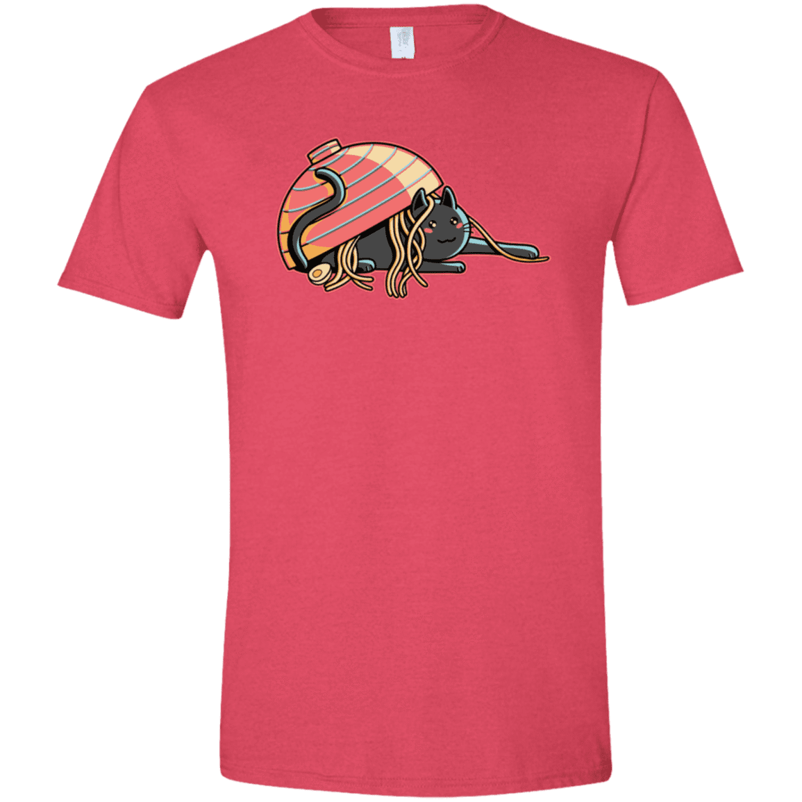T-Shirts Heather Red / S Ramen Loving Cat Men's Semi-Fitted Softstyle