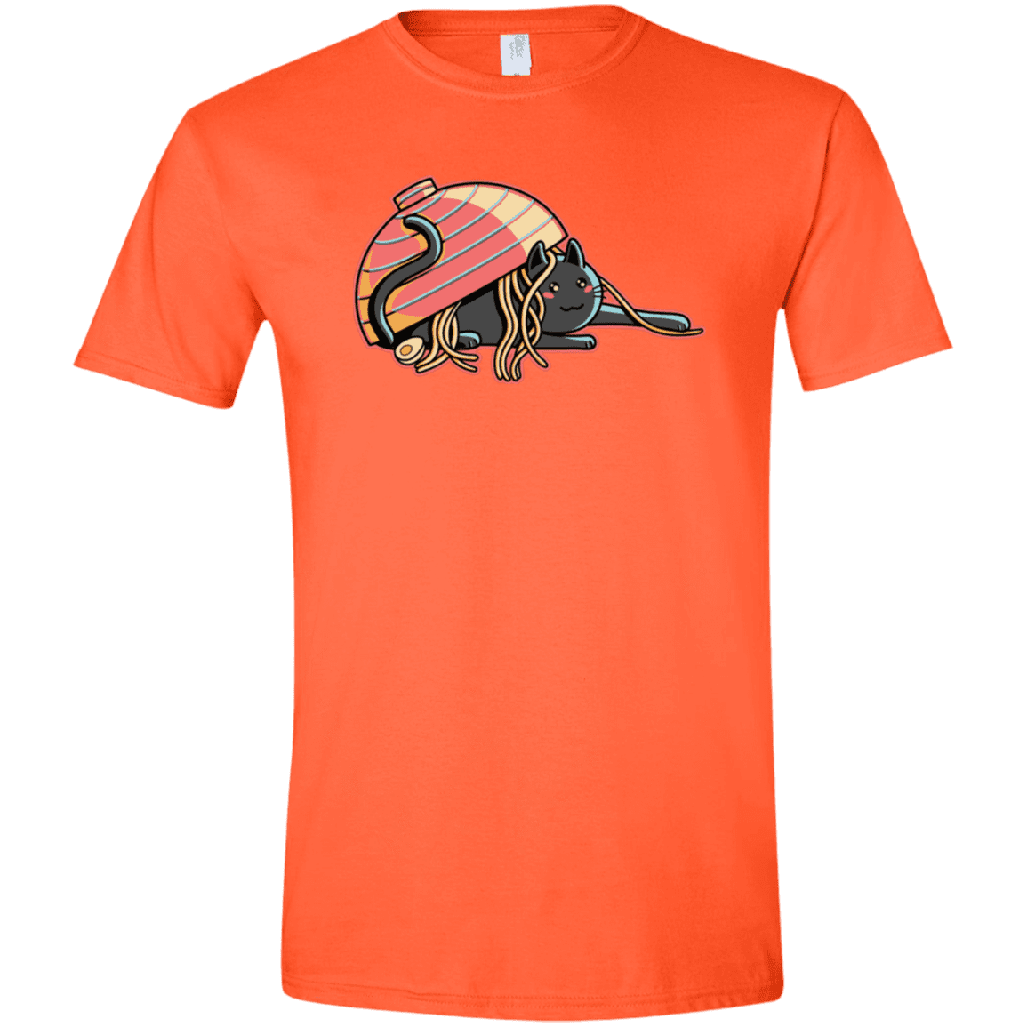 T-Shirts Orange / S Ramen Loving Cat Men's Semi-Fitted Softstyle
