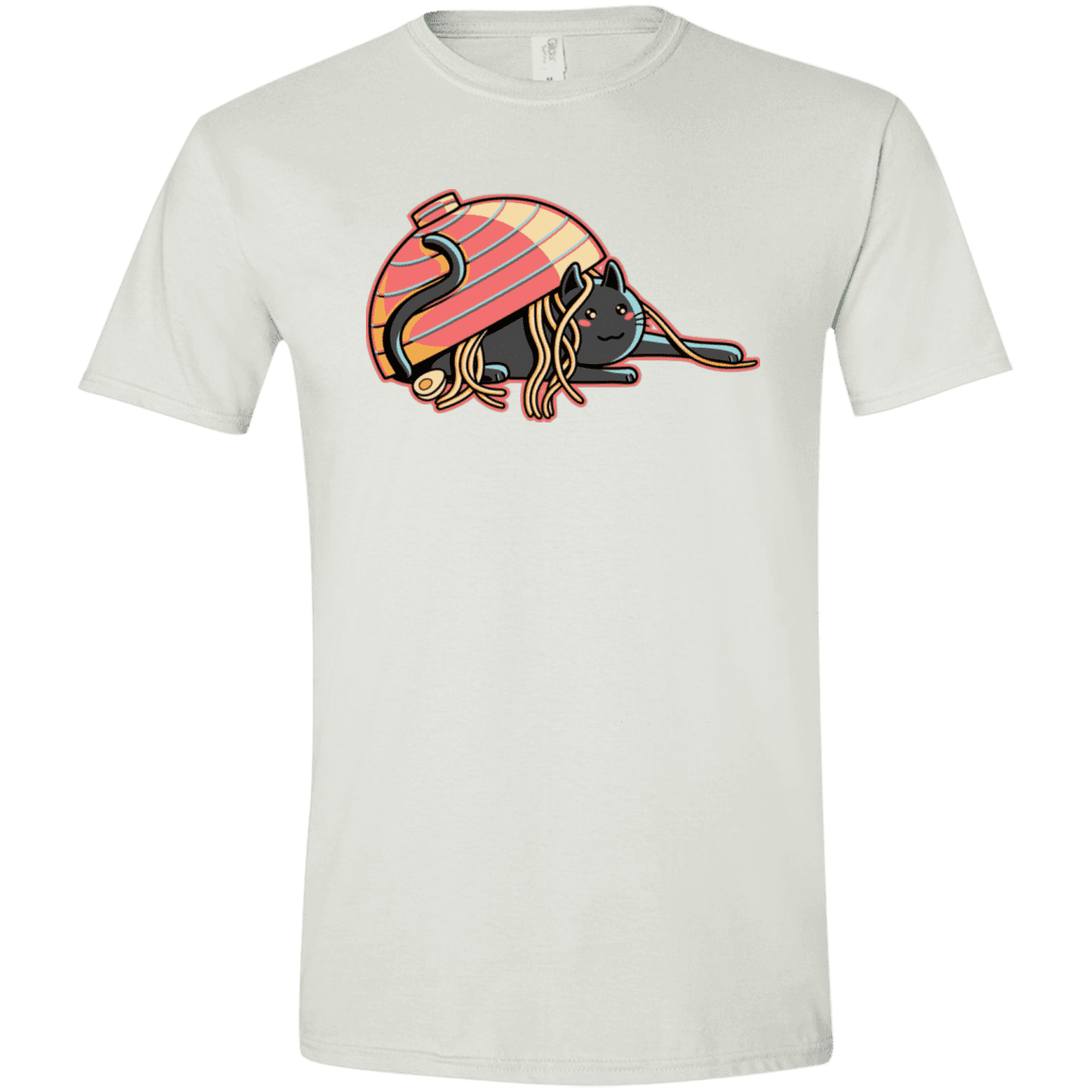 T-Shirts White / X-Small Ramen Loving Cat Men's Semi-Fitted Softstyle
