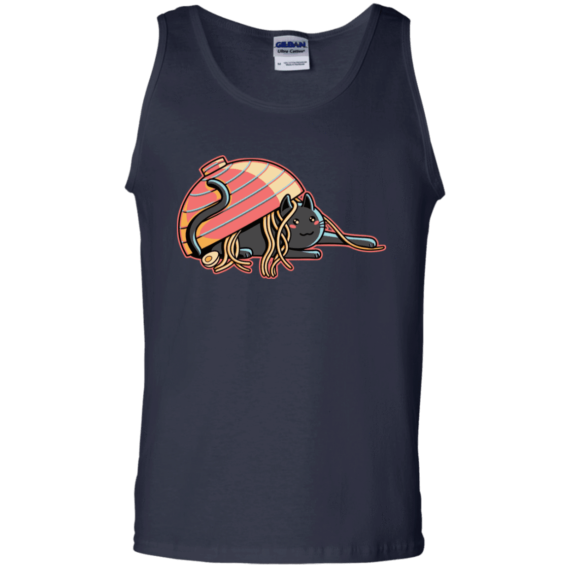 T-Shirts Navy / S Ramen Loving Cat Men's Tank Top