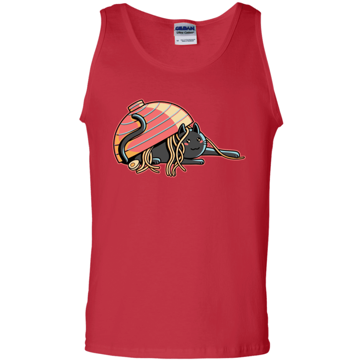 T-Shirts Red / S Ramen Loving Cat Men's Tank Top
