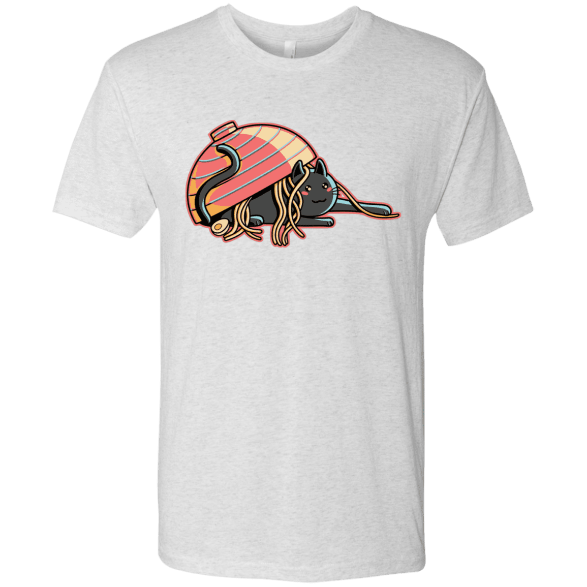 T-Shirts Heather White / S Ramen Loving Cat Men's Triblend T-Shirt