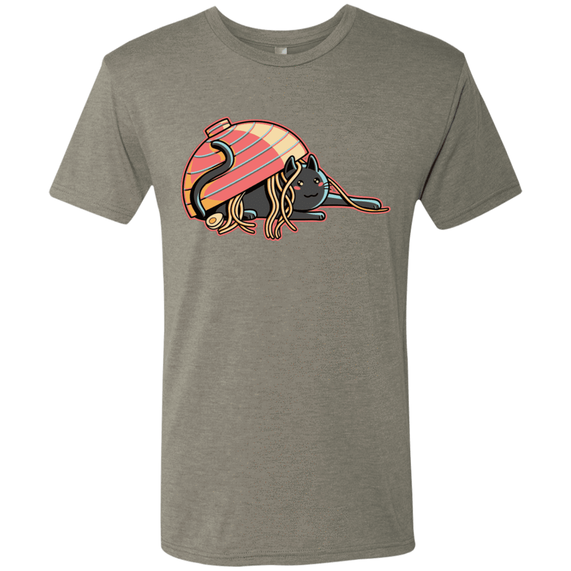 T-Shirts Venetian Grey / S Ramen Loving Cat Men's Triblend T-Shirt