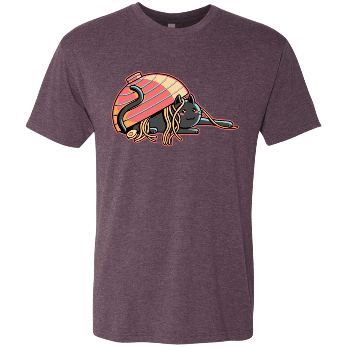 T-Shirts Vintage Purple / S Ramen Loving Cat Men's Triblend T-Shirt