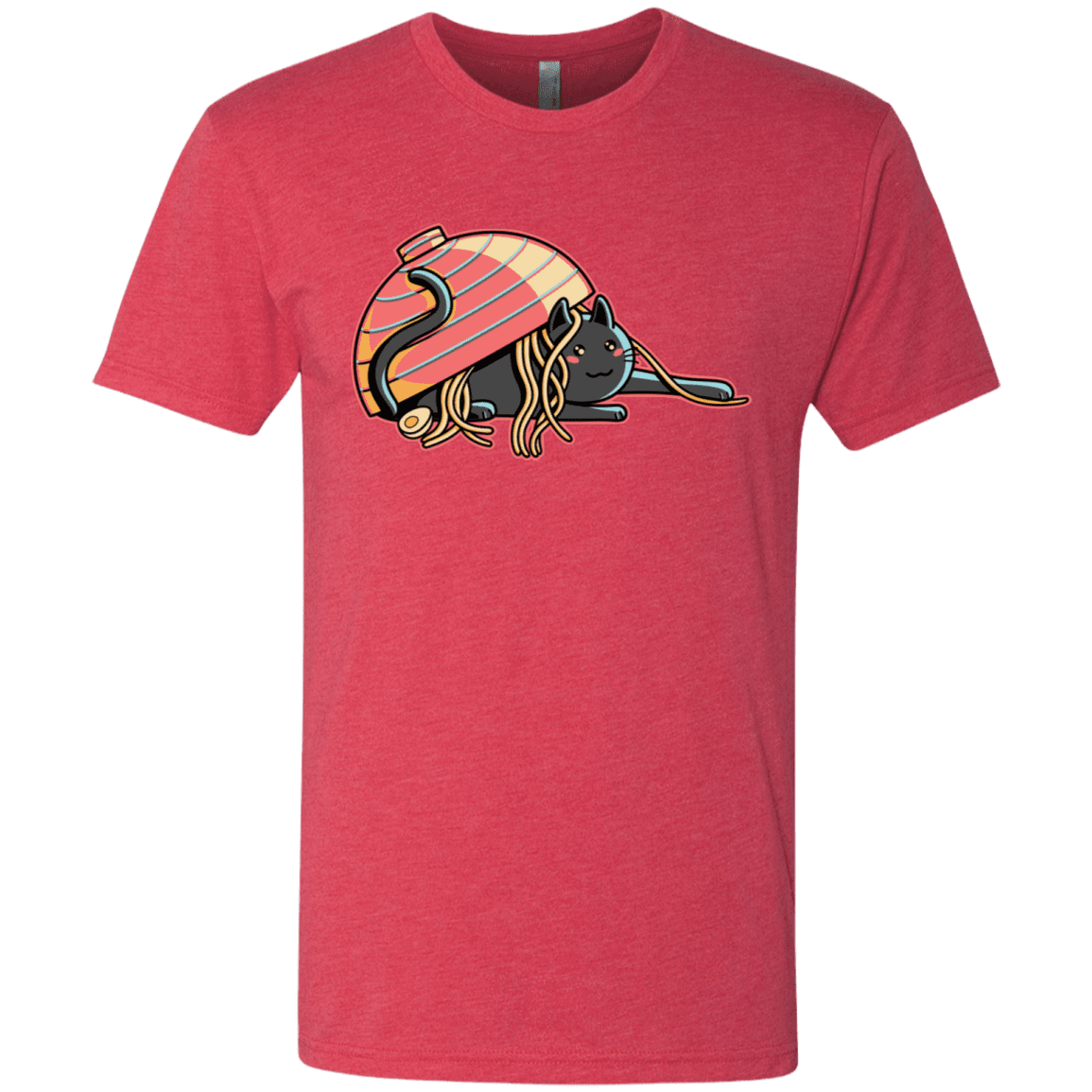 T-Shirts Vintage Red / S Ramen Loving Cat Men's Triblend T-Shirt
