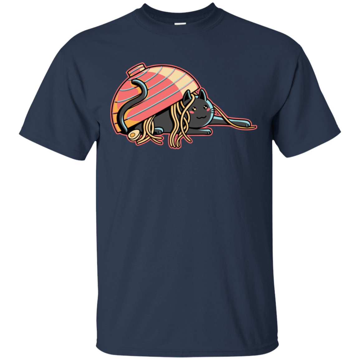 T-Shirts Navy / S Ramen Loving Cat T-Shirt