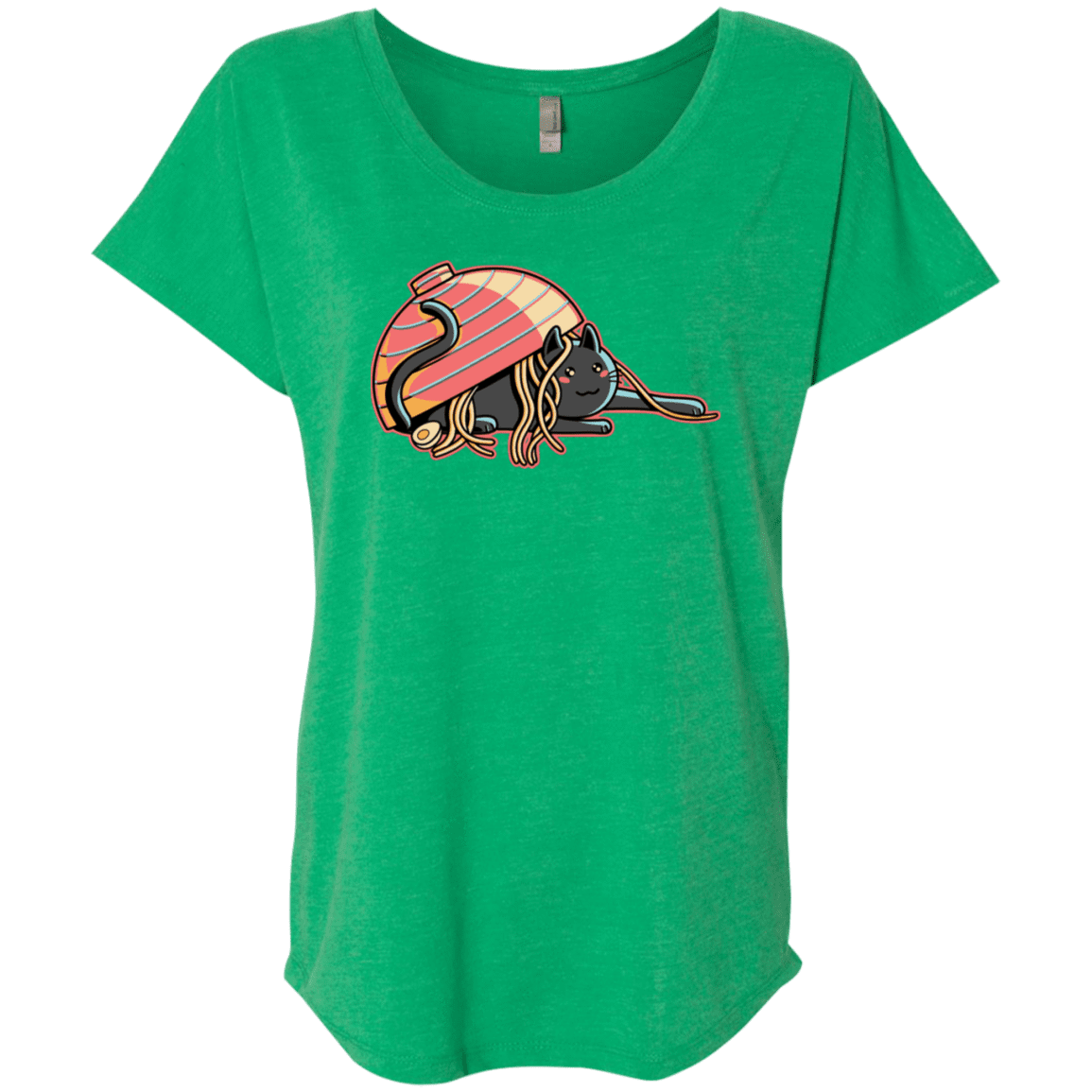 T-Shirts Envy / X-Small Ramen Loving Cat Triblend Dolman Sleeve