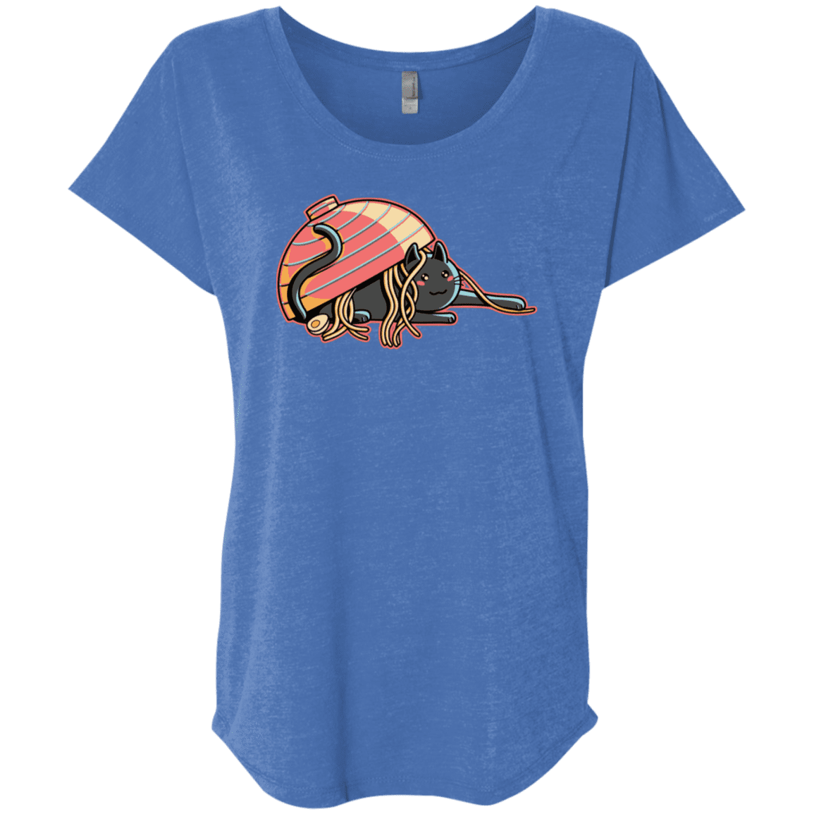 T-Shirts Vintage Royal / X-Small Ramen Loving Cat Triblend Dolman Sleeve