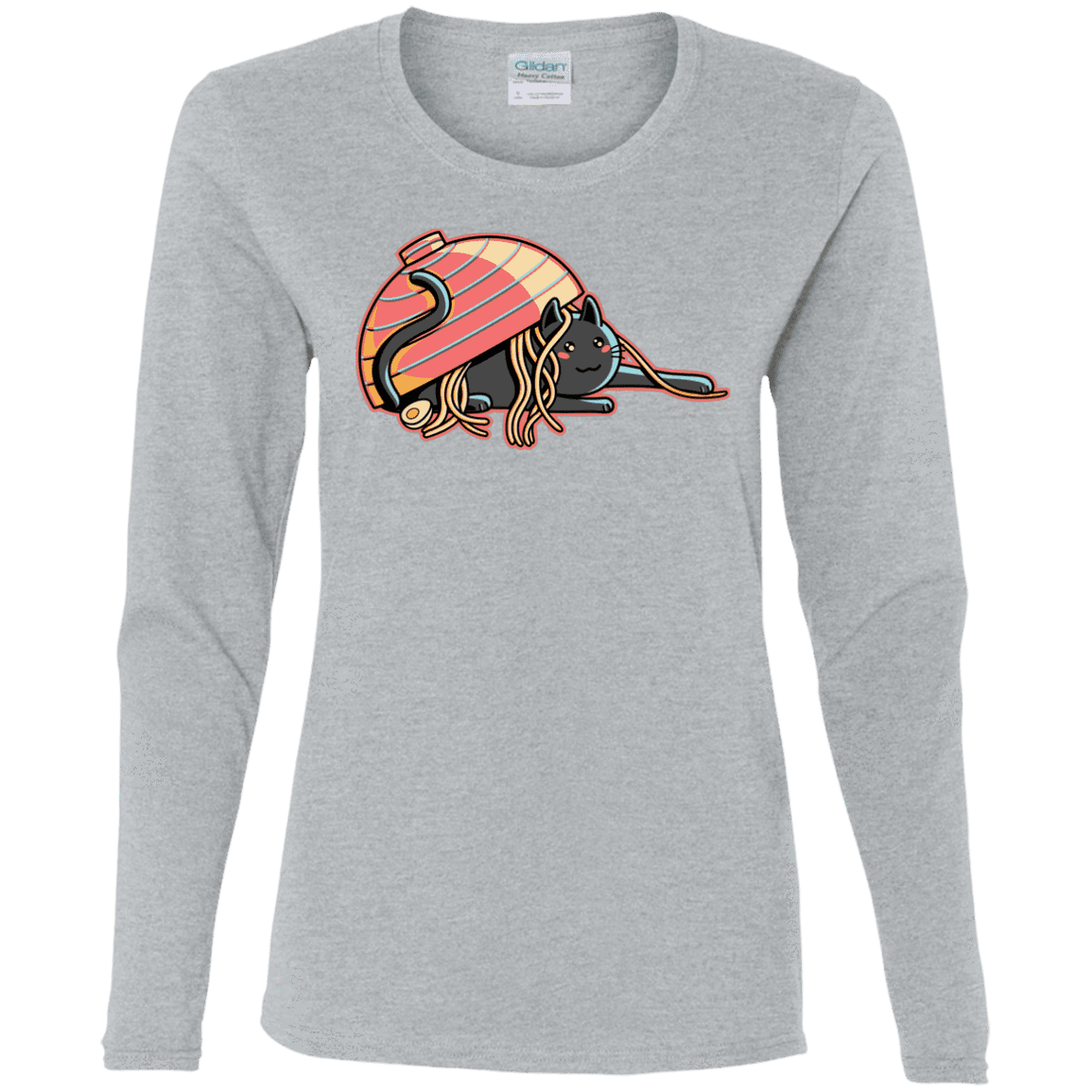 T-Shirts Sport Grey / S Ramen Loving Cat Women's Long Sleeve T-Shirt