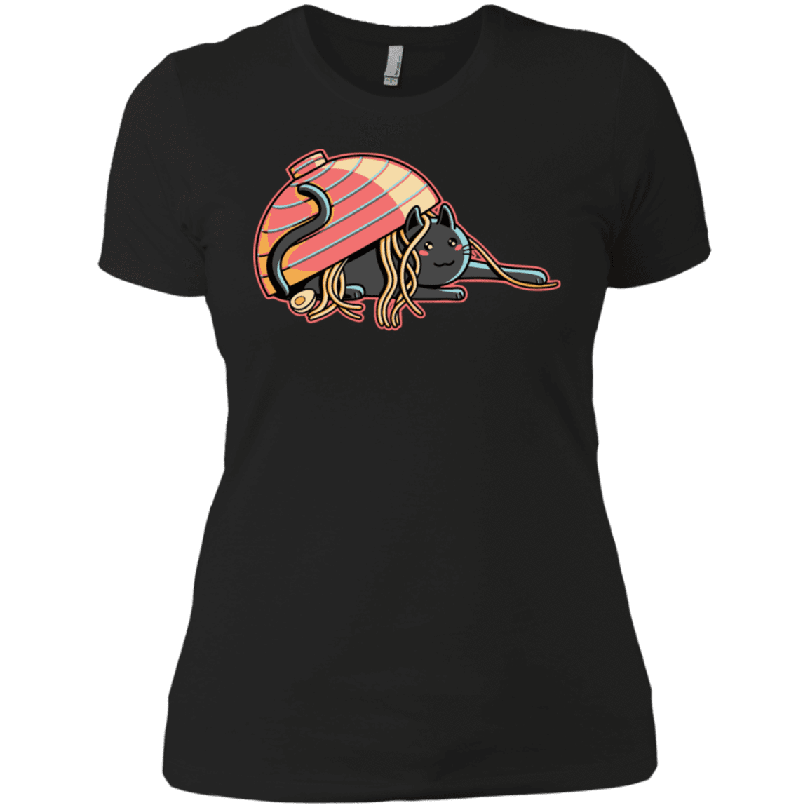 T-Shirts Black / X-Small Ramen Loving Cat Women's Premium T-Shirt