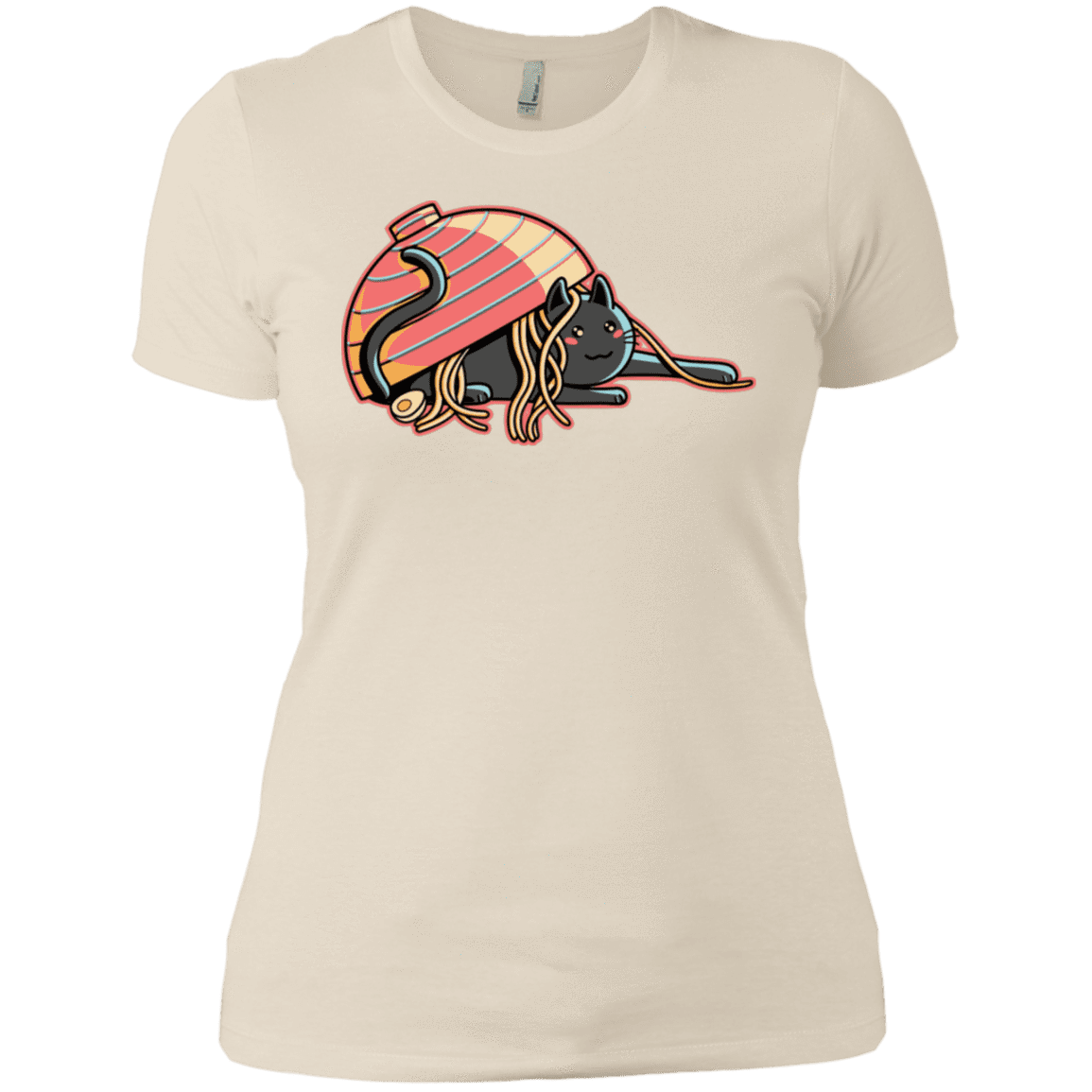 T-Shirts Ivory/ / X-Small Ramen Loving Cat Women's Premium T-Shirt