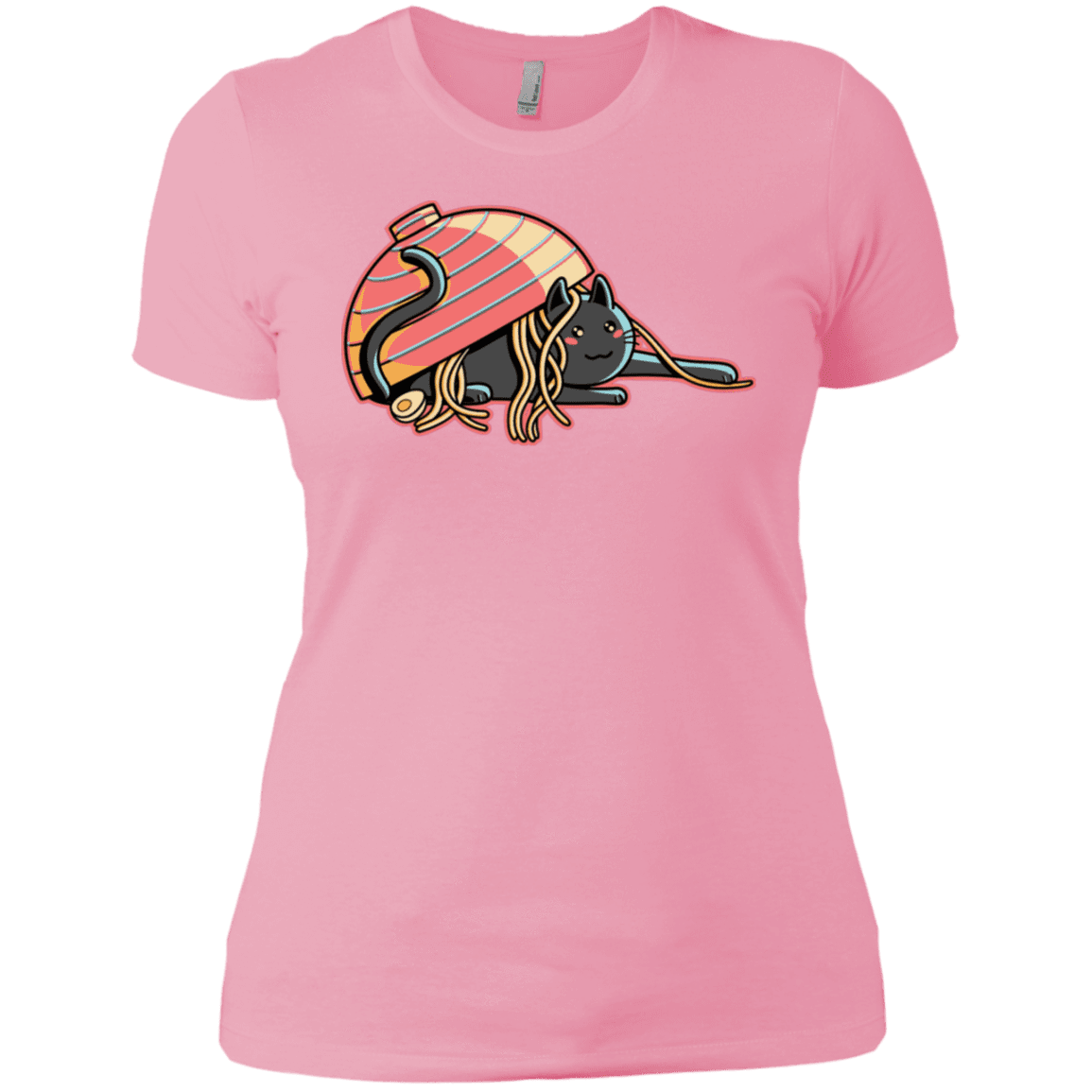 T-Shirts Light Pink / X-Small Ramen Loving Cat Women's Premium T-Shirt