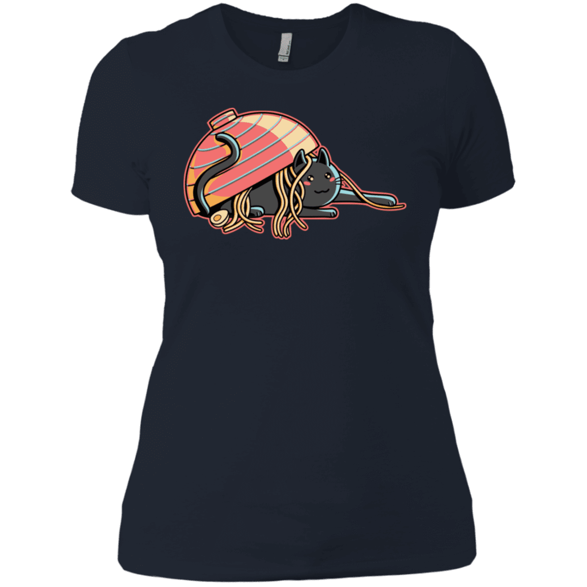 T-Shirts Midnight Navy / X-Small Ramen Loving Cat Women's Premium T-Shirt