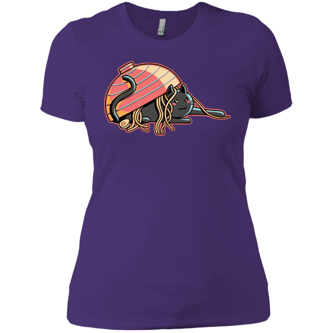 T-Shirts Purple Rush/ / X-Small Ramen Loving Cat Women's Premium T-Shirt