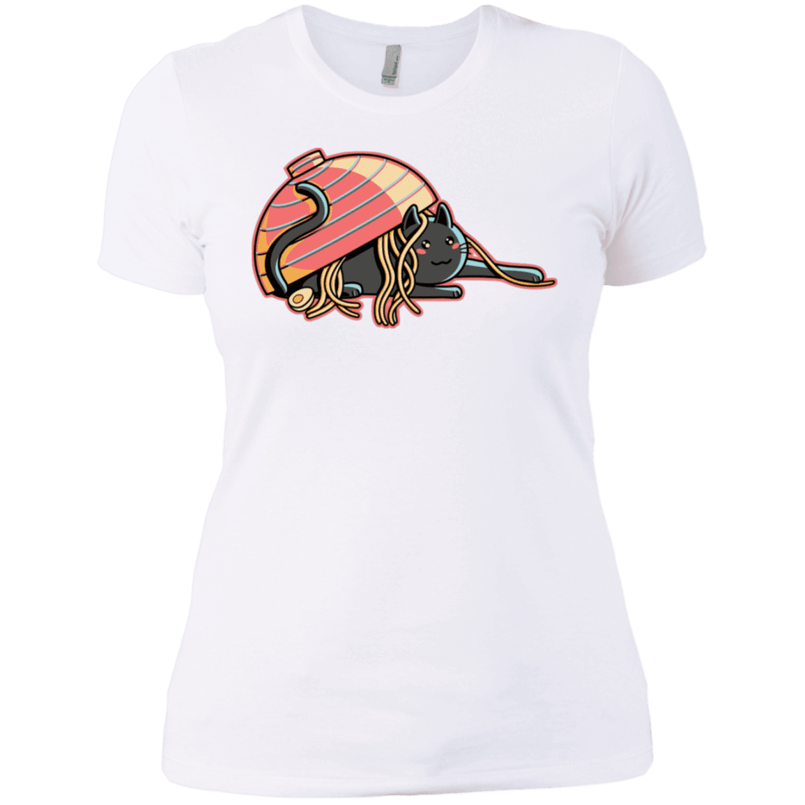 T-Shirts White / X-Small Ramen Loving Cat Women's Premium T-Shirt