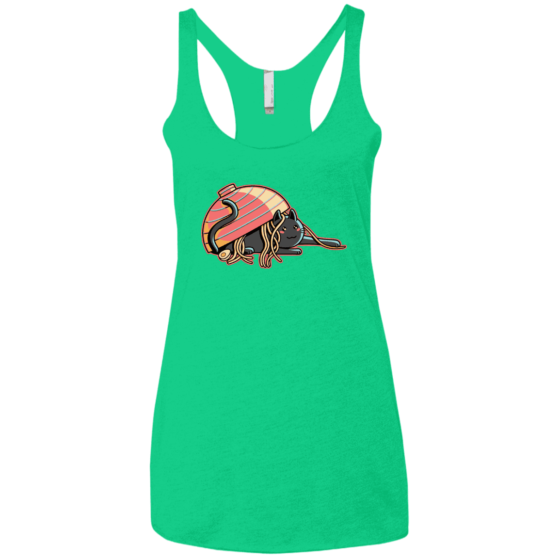 T-Shirts Envy / X-Small Ramen Loving Cat Women's Triblend Racerback Tank