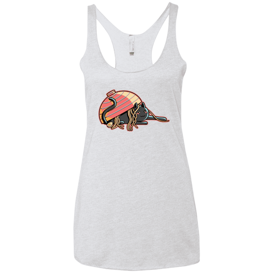 T-Shirts Heather White / X-Small Ramen Loving Cat Women's Triblend Racerback Tank